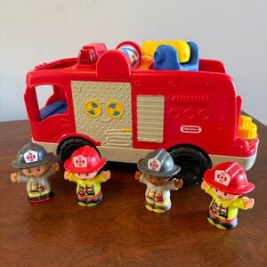 Fisher Price Little People Firetruck & Firefighter Figures 4 Fireman Toy People